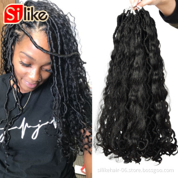 Faux Locs with Curly Ends Crochet Twist Braiding Hair Synthetic Goddess Locs Hair 18 Inches 12 Stands Goddess Locs Crochet Hair